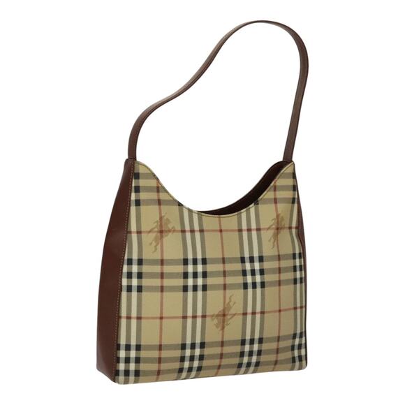 Burberry Nova Check Shoulder Bag Pvc Leather Beige - Picture 1 of 16